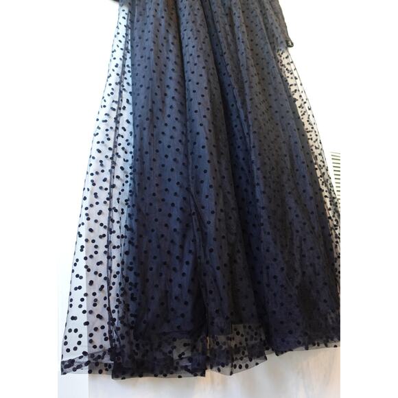 Manoush Dress Womens 8 Black Lace Polka Dot Maxi Long Sleeve Stretch Tulle Goth - Picture 3 of 12